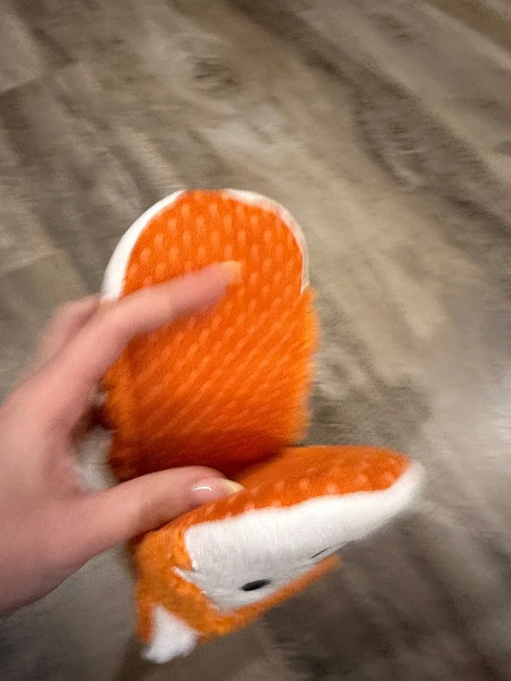 Kids Orange Fleece Fox Booties - Soft Plush Slippers 7 inches